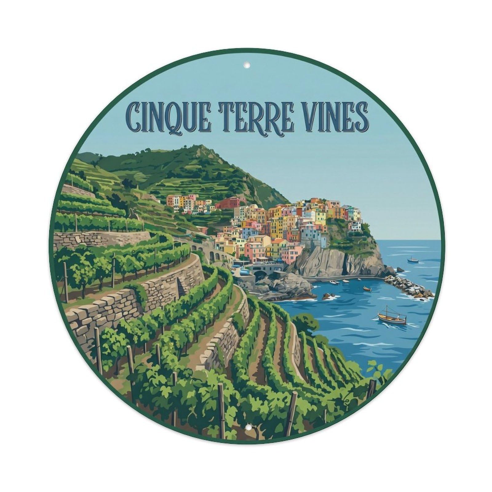 Olhnbad Style Cinque Terre Manarola Hills Route Travel Classic Scenic Metal Tin Sign