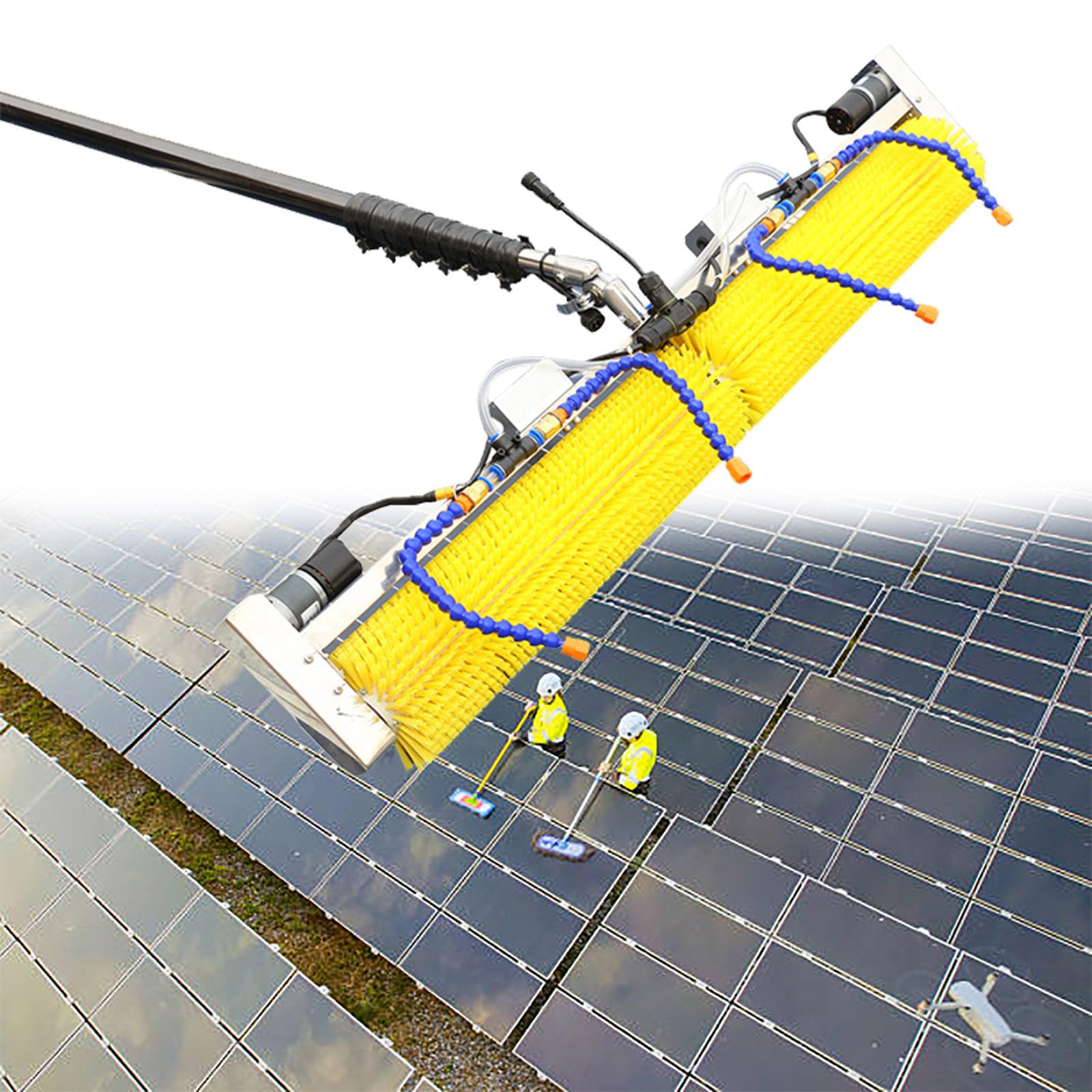Kit Spazzola e Asta per la Pulizia dei Pannelli Solari, Palo Alimentato ad Acqua, per la Pulizia dei Pannelli Solari Fotovoltaici, Pulizia di Finestre Alte e Pulizia di Auto,6m(19.7ft)