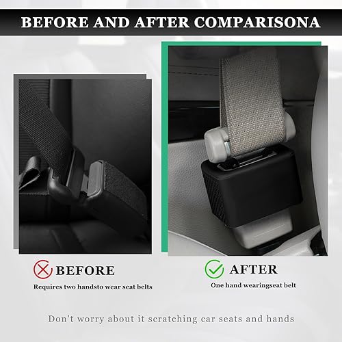 Miniatura 4 de 2 soportes de hebilla para cinturón de seguridad, hebilla de silicona para cinturón de seguridad para hacer soporte de receptáculo para fácil Negro