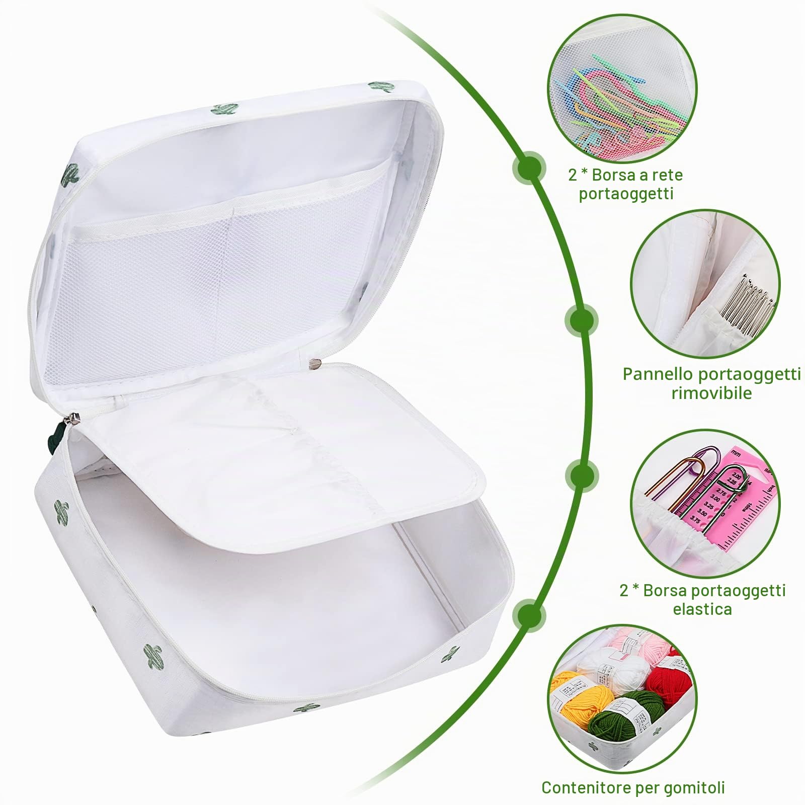 Coopay Set di uncinetti ergonomici in metallo 0,6-6 mm per principianti con accessori e custodia