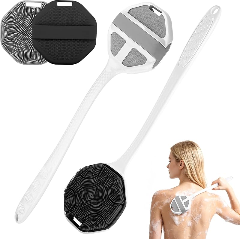 Escova de banho e corpo Mabnuby com cabo removível, silicone, pacote com 2