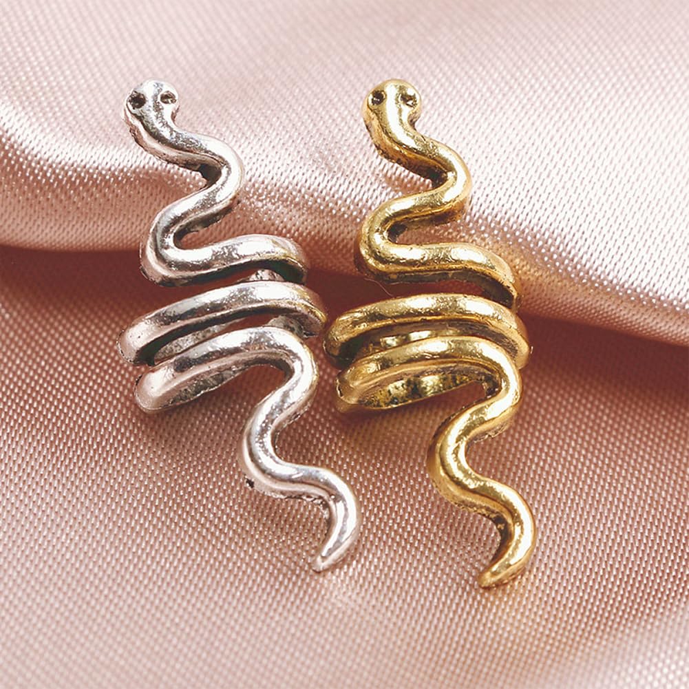 9Pcs Metal Snake Braid Hair Clips Snake-Shaped Spiral Celtic Hair Cuffs Dreadlock Accessory Hair Rings Loops Beads Coil Jewelry DIY Braids Decoration(Gold+Silver) - Image 3