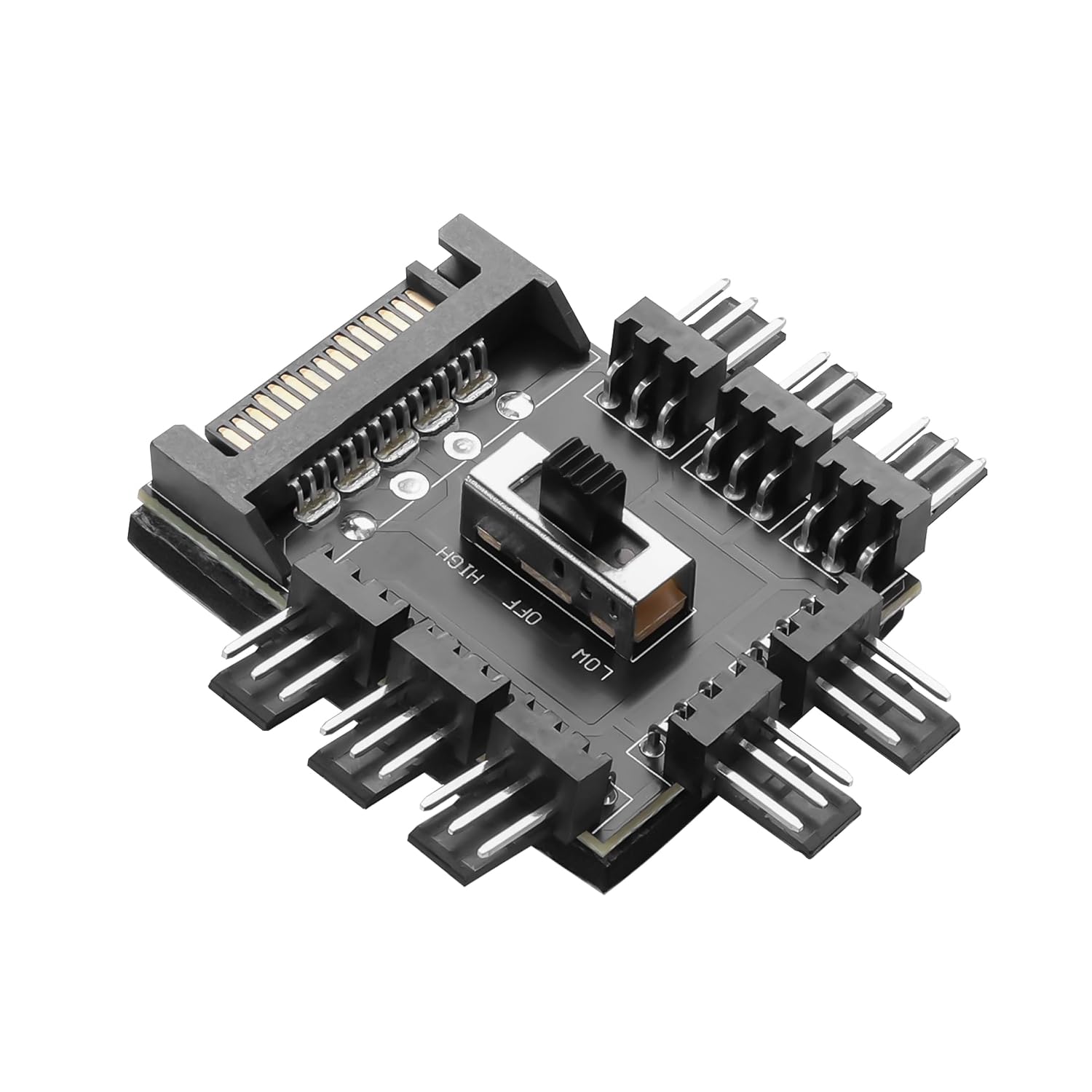 YACSEJAO 3 Pin Chassis Fan Hub, 12V 1 to 8 Multi Way Computer Cooling Fan Splitter Controller Hub for PC Desktop Computer Motherboard(SATA)