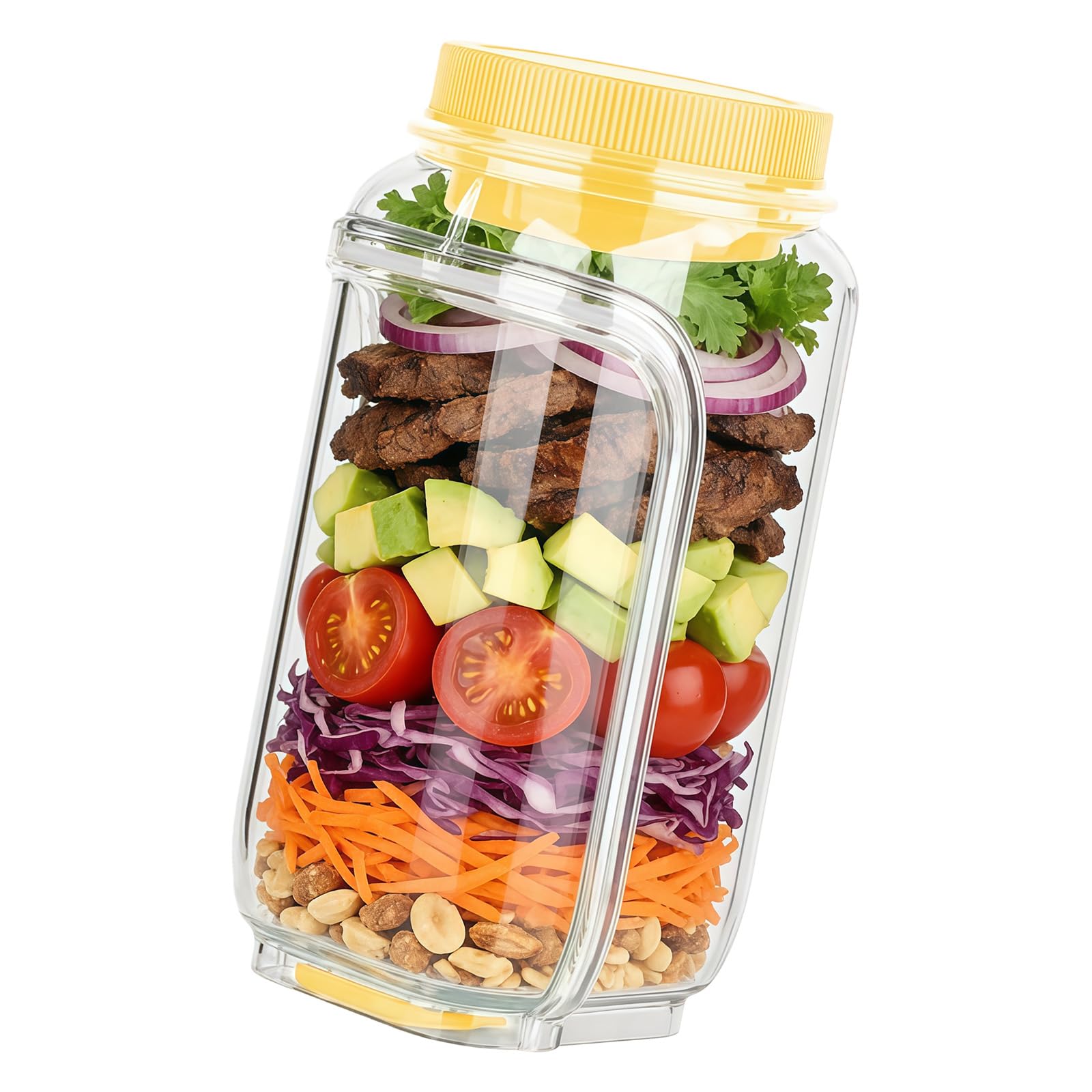 CRFFZ Efficient Square Salad Container for Storage and Design Saving Kitchen Refrigerator Space Sealed Container
