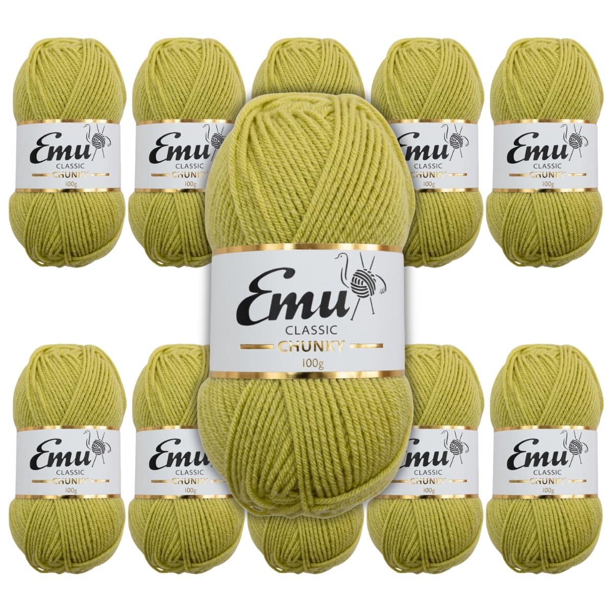 Emu Classic Chunky Acrylic Yarn 100g Balls 164m, Pack of 10, Herby - 146 — image 1
