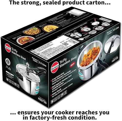 Miniatura 9 de Hawkins Olla a presión de acero inoxidable triple de 3,5 litros, cocina de tapa interior, plata (HSST35)