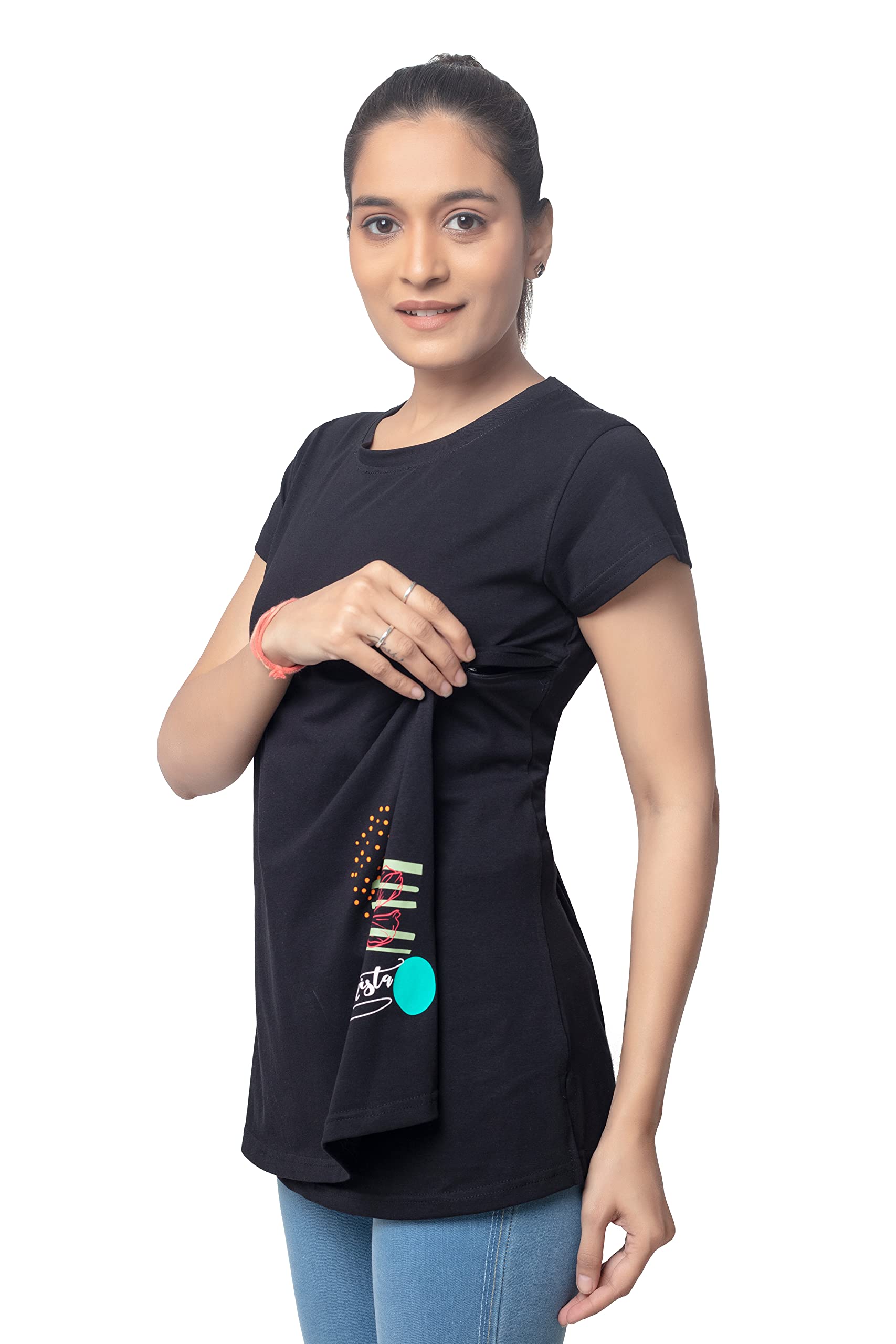 ckl Women's Cotton Nightwear Maternity Feeding Nursing Top | Baby Feeding Tops-picture-1