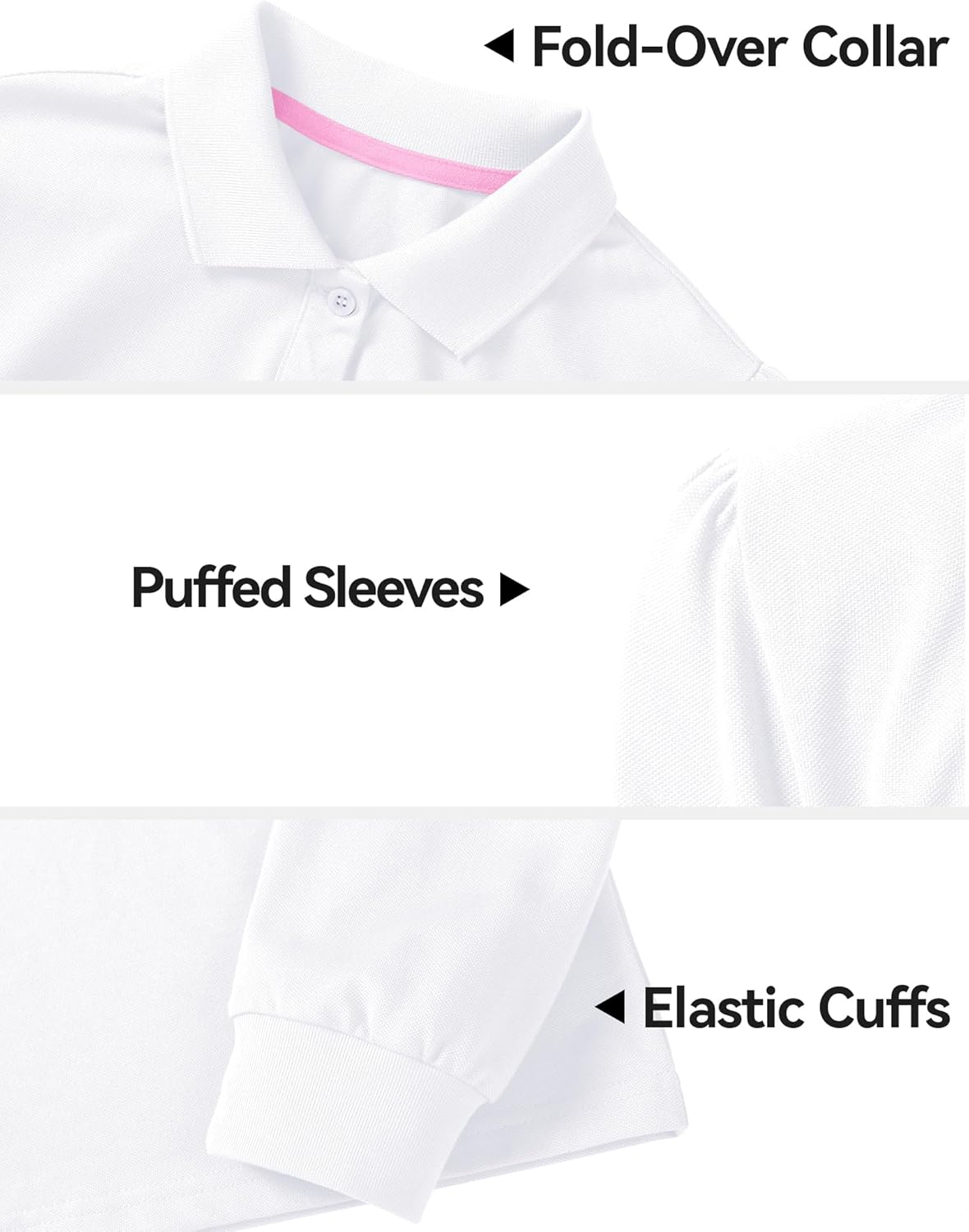 KEREDA Long Sleeve Uniform Shirts for Girls Cotton School Polo Shirts with Button for Kids - Image 4