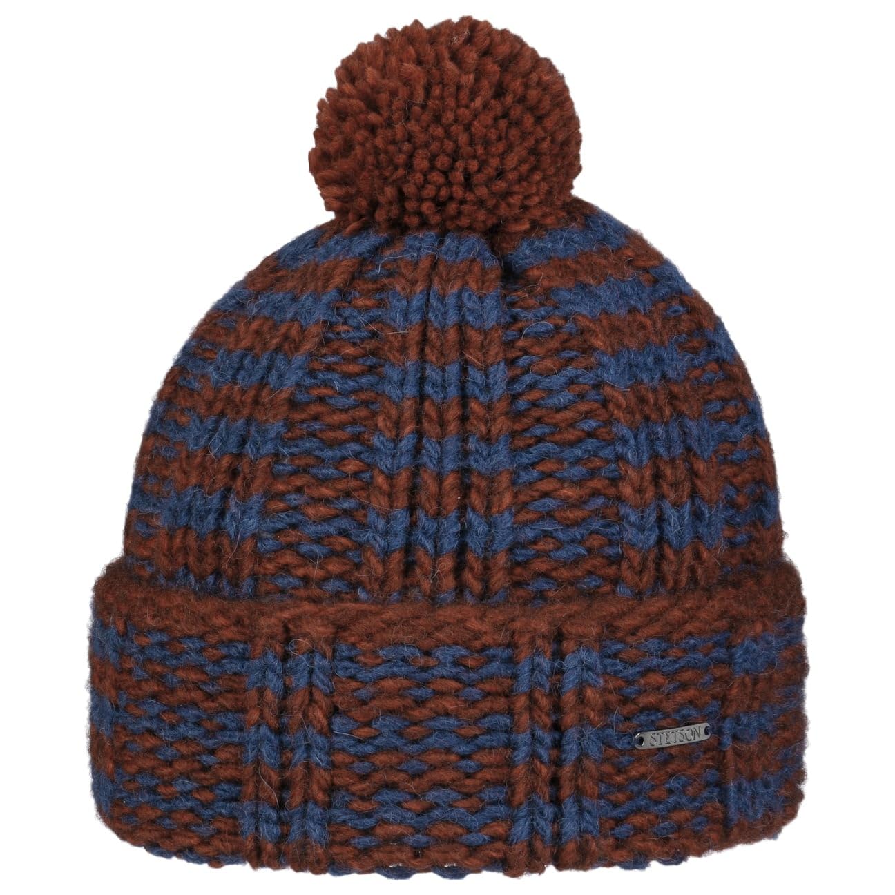 Stetson Valamo Bonnet a Pompon a Revers Rayures Multicolore Fabrique en Italie Unisexe Automne Hiver