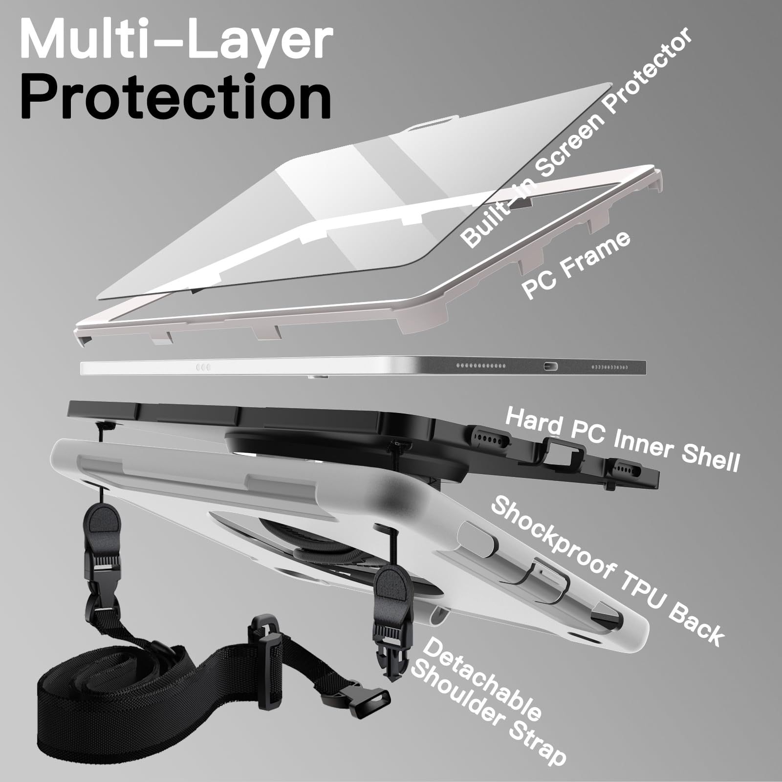 JETech Custodia Magnetica Rimovibile per iPad (A16) 11ª/10ª Gen, Nero | Per 2025/2022 Modello, Cover Rotante, Porta Pencil, Supporto