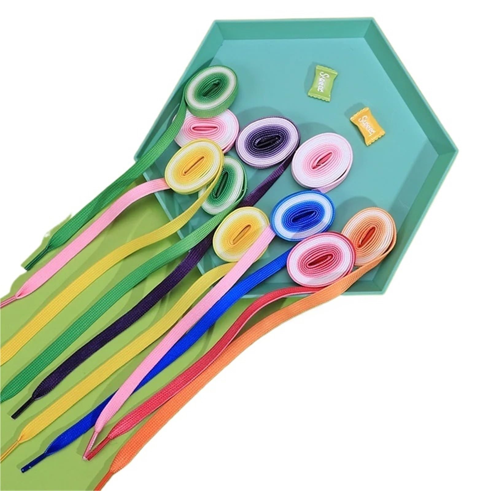 5 Paar flache Schnürsenkel Regenbogen-Schnürsenkel for Herren und Damen, universelle Freizeit-Segeltuchschuhe, bunte Für Sneaker