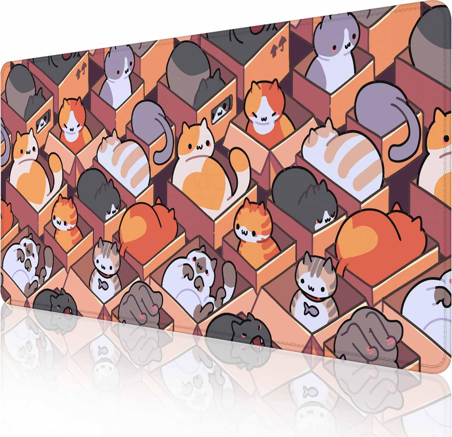 Gaming Mouse Pad, XXL Extended Computer Keyboard Long Mouse Mat, Large Desk Pad for Office Laptop, Non-Slip Rubber Base with Stitched Edge Mousepad,