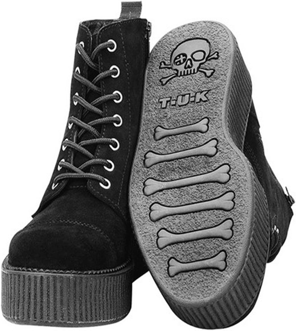 T.U.K. Black Suede Viva Mondo Creeper Boots for Women, 7 Eye Lace Up Combat Boot
