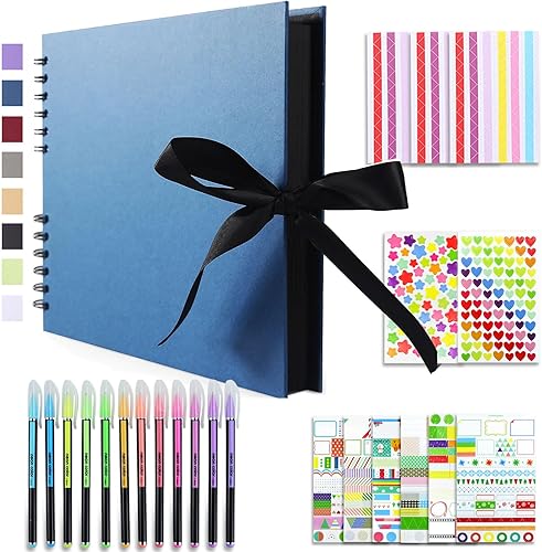 Vienrose Álbum de fotos de álbumes de recortes, álbum de fotos de tapa dura, 11 x 8 pulgadas, 80 páginas negras para boda, cumpleaños, Navidad, día