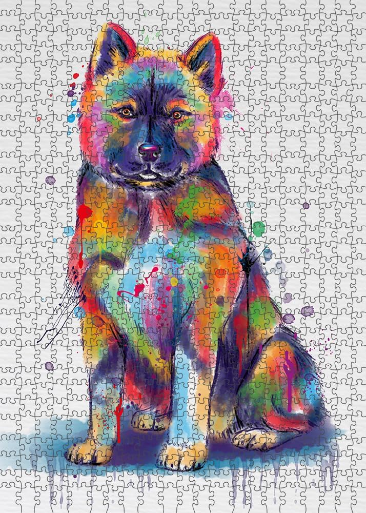 Watercolor American Akita Dog Jigsaw Puzzle for Adults - Animal Printed Interlocking Puzzle Game Artwork - Gift for Dog Lover's -300 Pcs 11"x14"