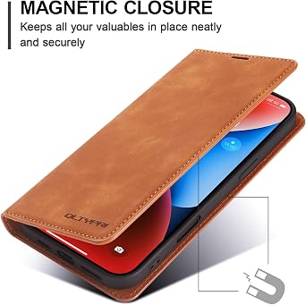 QLTYPRI iPhone 16 ケース 手帳型 3 カード収納 ブラウン