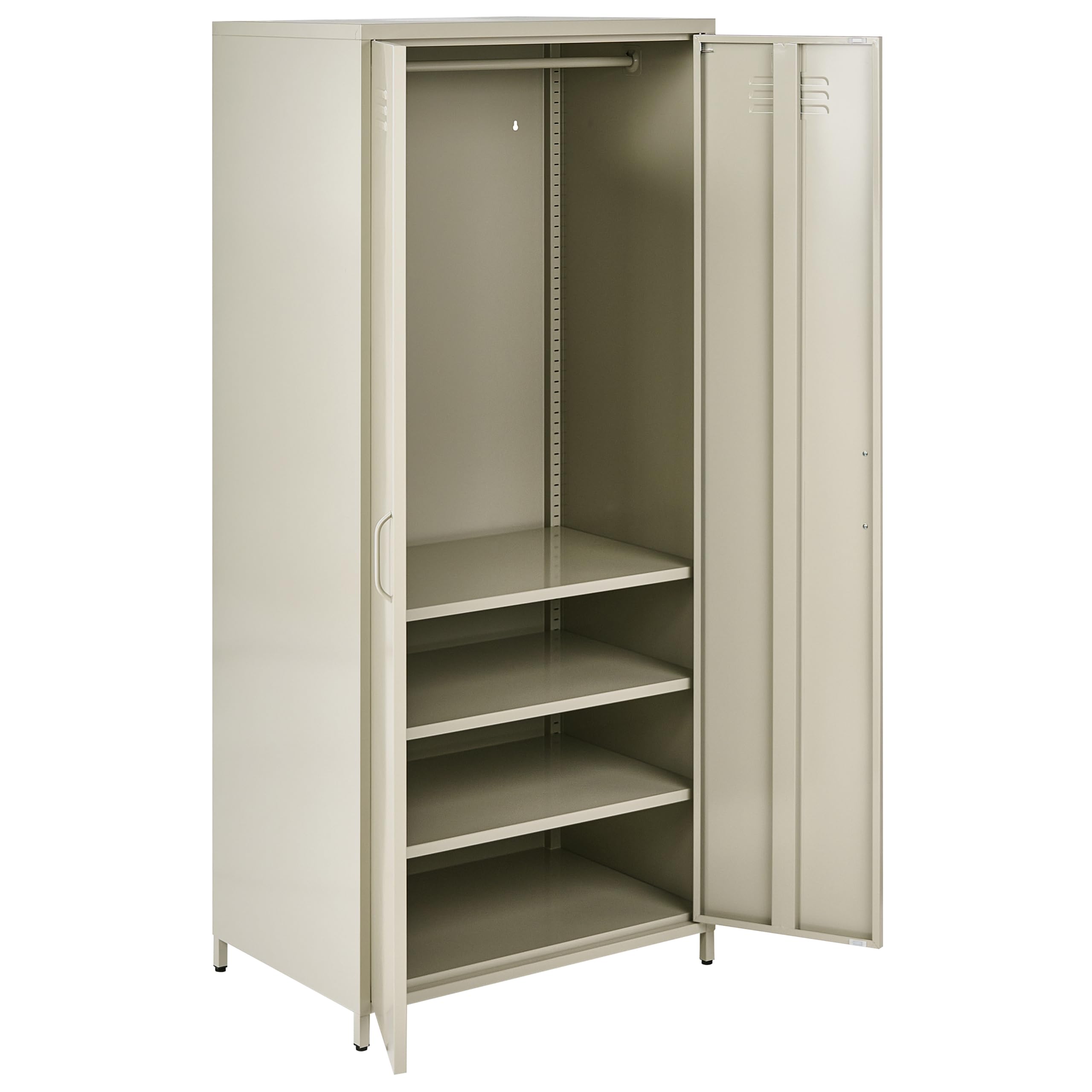Beliani Armoire pour Bureau à Domicile Industrielle Rangement à 2 Portes en Acier Beige Clair Varna