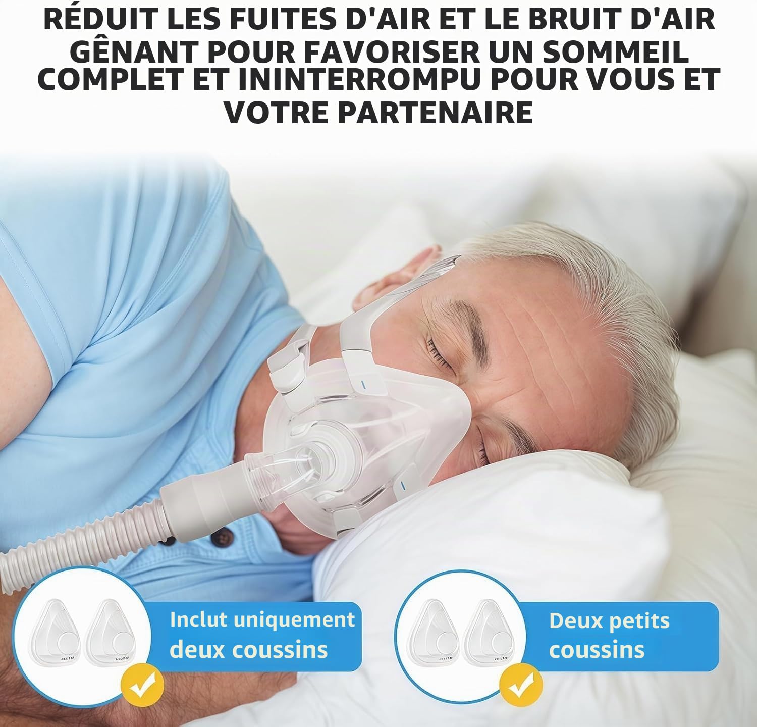 Lot de 2 masques de rechange (M) pour Airfit F20, étanchéité fiable et ajustement plus souple, compatible avec cadre d'origine, tuyau chauffant pour S10 S11, Airsense S10 S11, resmeds10 resmeds11