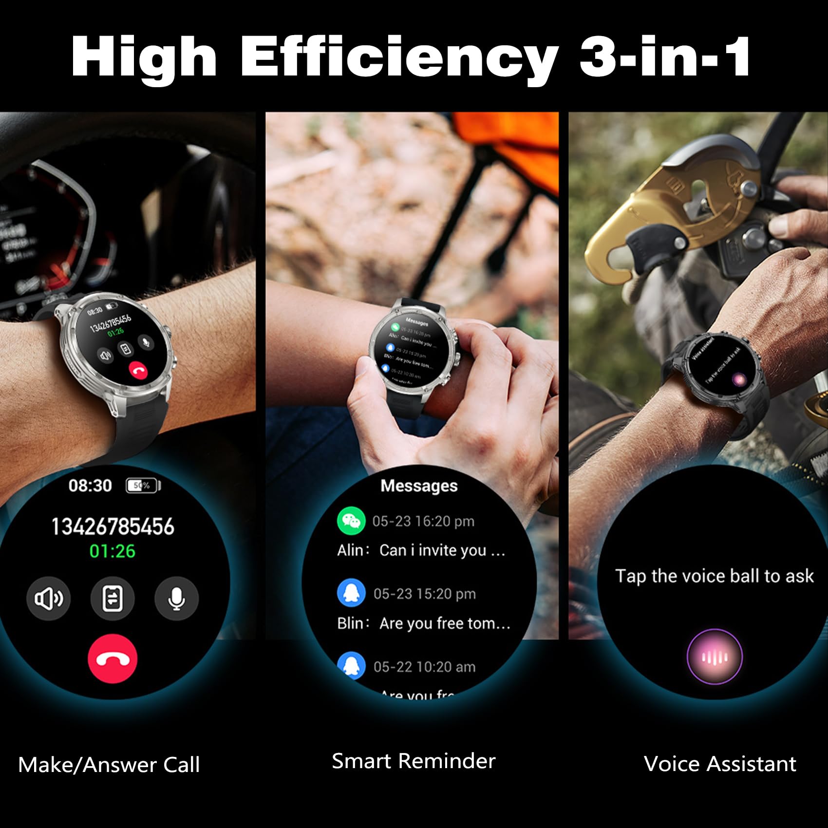 Militr Stahl Gear Smartwatch Herren, 1,85" AMOLED Display Smartwatch mit  Telefonfunktion/LED Taschenlampe/750mAh Akku, 120+ Sportmodi Fitnessuhr mit  Herzfrequenz SpO2 Schlafmonitor Android iOS: Amazon.de: Elektronik & Foto