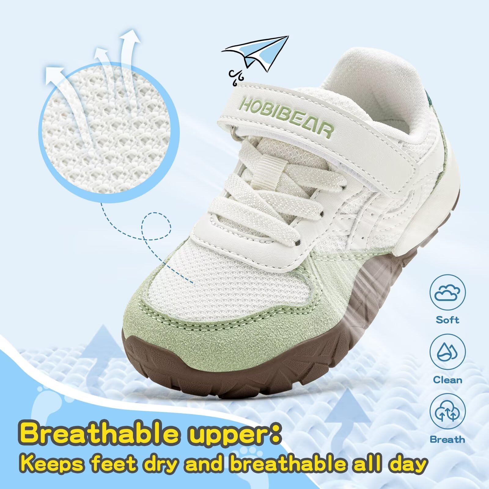 HOBIBEAR Scarpe a piedi nudi per bambini, traspiranti, da tennis, corsa, alla moda, comode, sportive, per ragazzi e ragazze