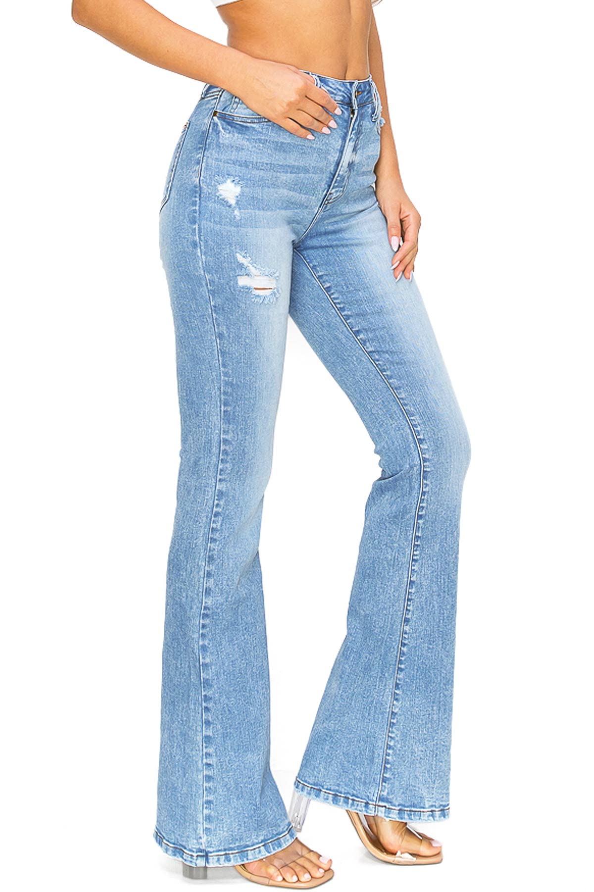 Machine Jeans Women's Juniors High Waist Denim Flares