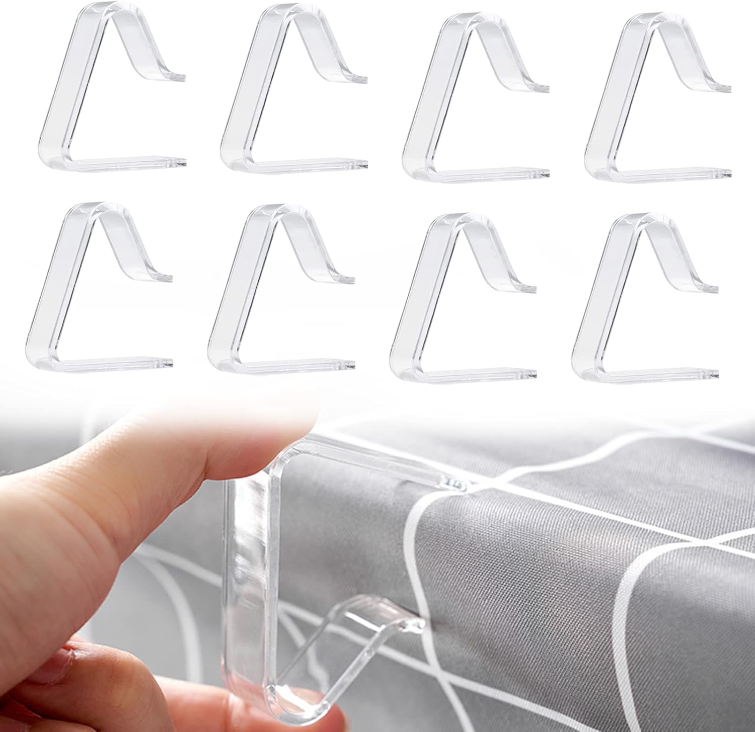 NPQ 8Pcs Plastic Table Cloth Clips Transparent Picnic Tablecloth Clamps