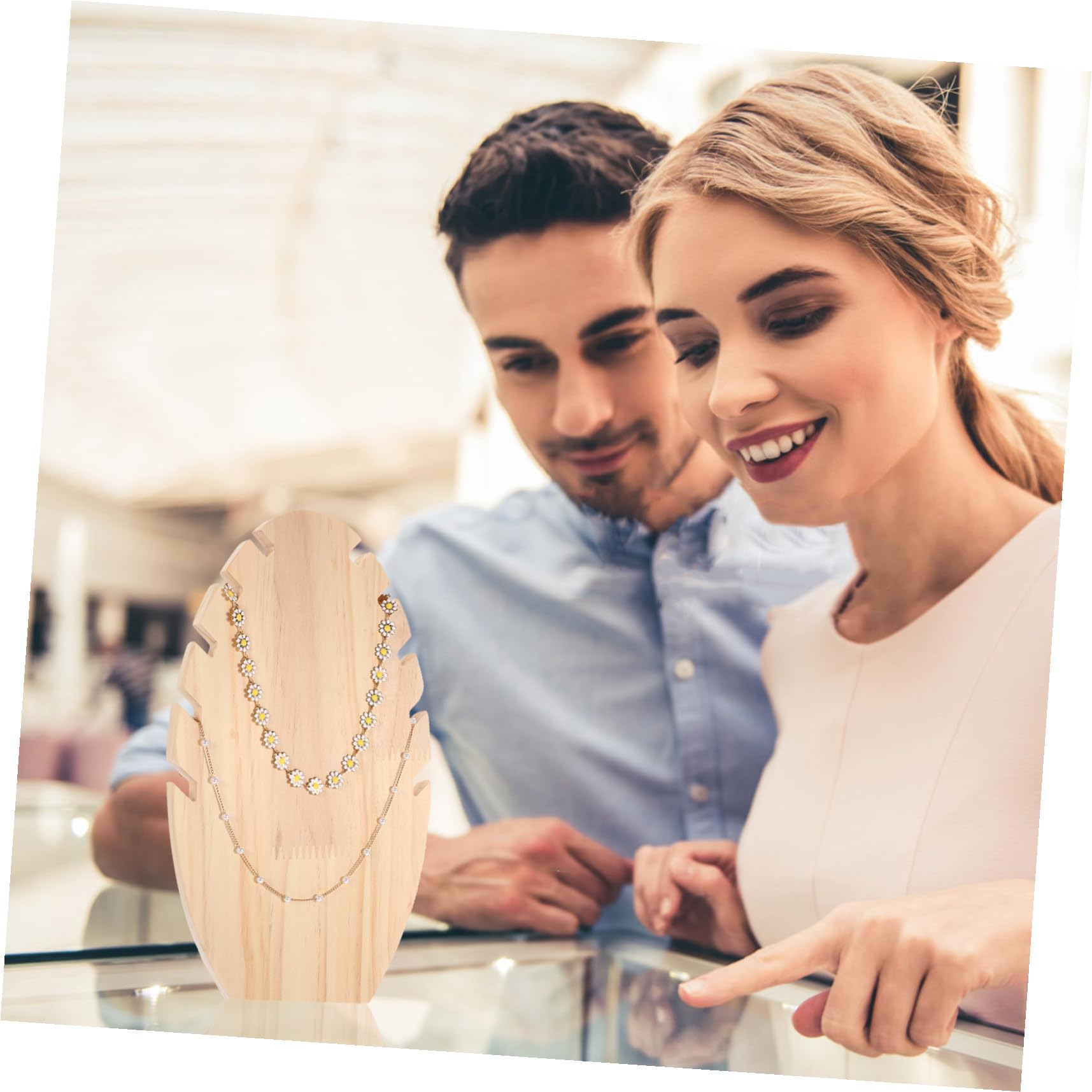 VILLCASE 2 Stück Schmuckständer Holz und Schlitzen Stabile Tisch dekoration für Halskettenaufbewahrung und Schmuckpräsentation Elegantes Display für Laden Messen und Zuhause