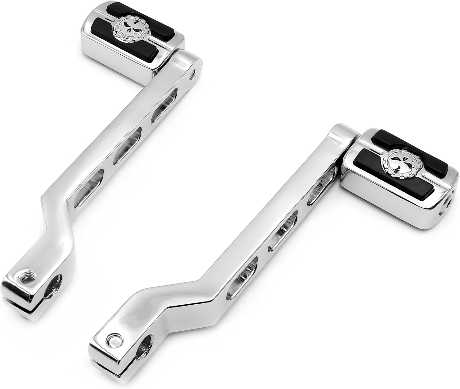 Replacement Aluminum Hollowed Out Toe&Heel Shift Levers with Chrome Skull Shifter Pegs for Harley Davidson FL Softail 1986 and Up Touring Models 1988 and Up Trike Models 2008 and Up