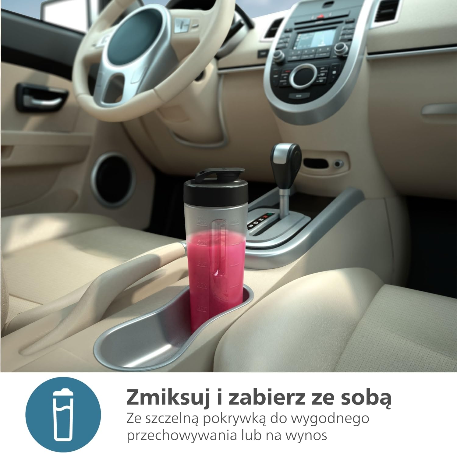 Philips Blender z serii 5000 – o mocy 800 W, Technologia ProBlend Plus, Odłączane ostrza, Łatwy do czyszczenia Elegancki i kompaktowy design, Duży kielich, Czarny i stal nierdzewna (HR2764/00)