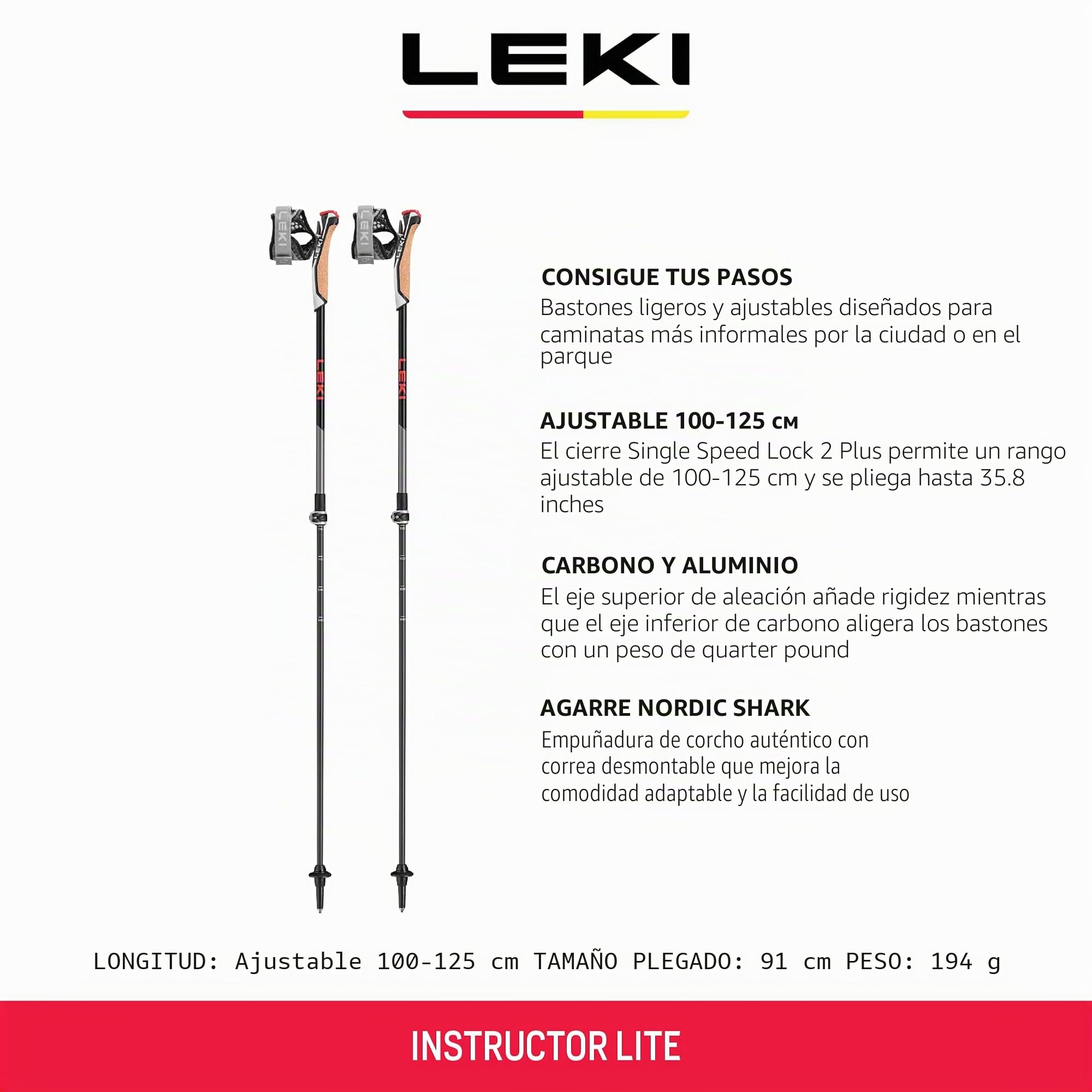 LEKI Instructor Lite - Par de Bastones de Marcha nórdica