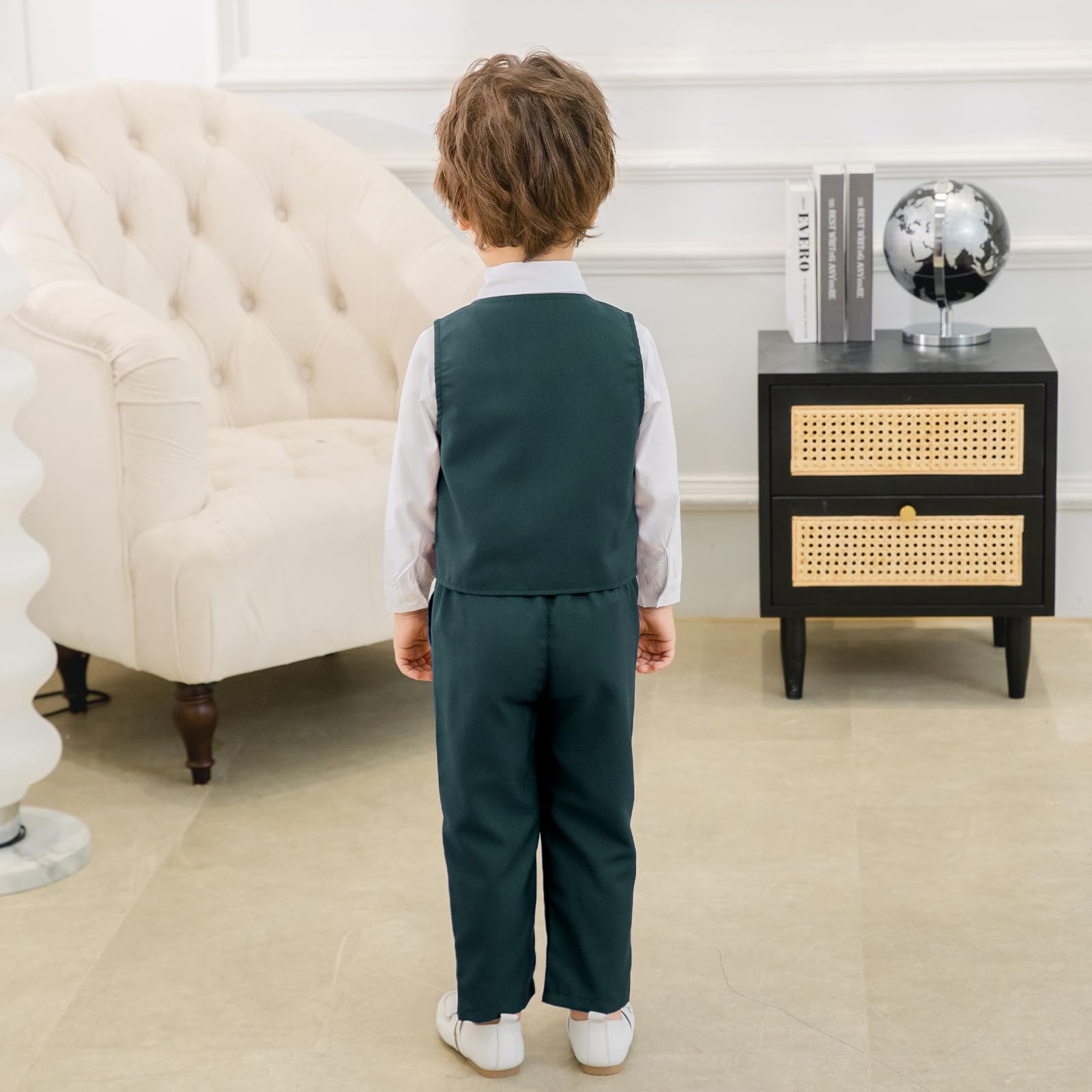 Volunboy Baby Jungen Anzug Kleinkind formelles Outfit Kinder 3-teilig Weste Gentleman Kleidung Langarm Shirt und Hose Set