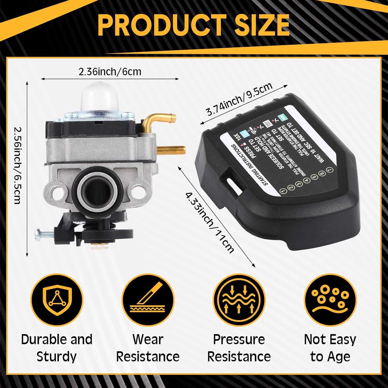 Honoson 2 Set 753-06258A Carburetor with Air Filter Tune-up Kit and 308649003 Air Filter Cover Compatible with Ryobi Ry252cs Ry251ph Ry253ss Ry254bc 25cc String Trimmer Parts Carb Kit