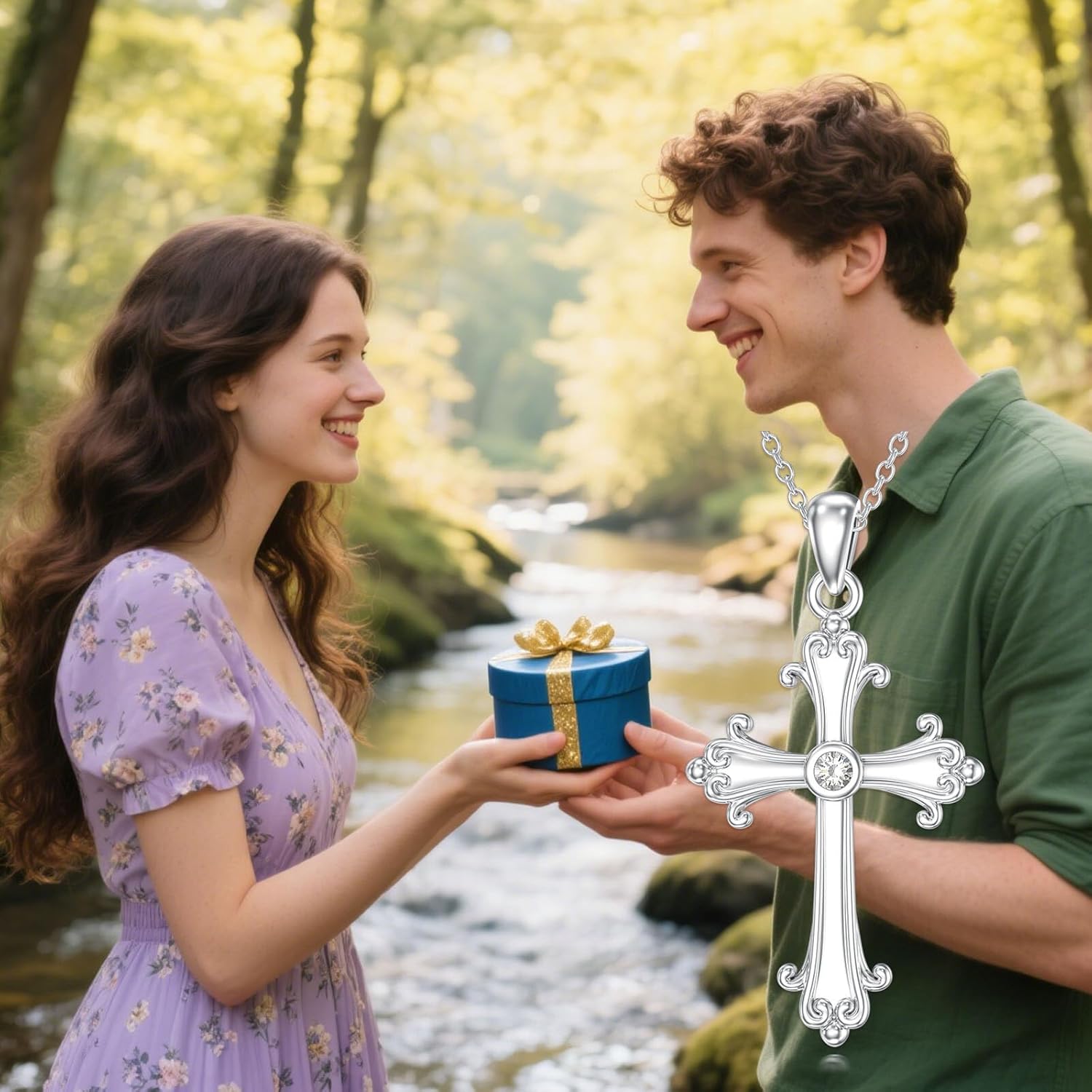 Diamond Cross Necklace for Women 925 Sterling Silver Cross Pendant Necklace with Lab Grown Diamonds Jewelry Gifts for Women - Image 7