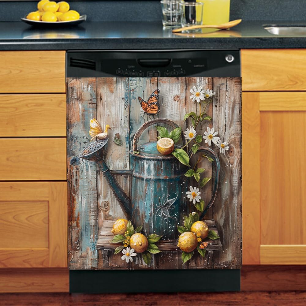 Wine Decor Magnetic Dishwasher Cover Kitchen Decor,Country Grape Fridge Sticker With Magnet,Wine Refrigerator Magnet Panel Decal,Home Appliances Vinyl Magnets 23"x17"