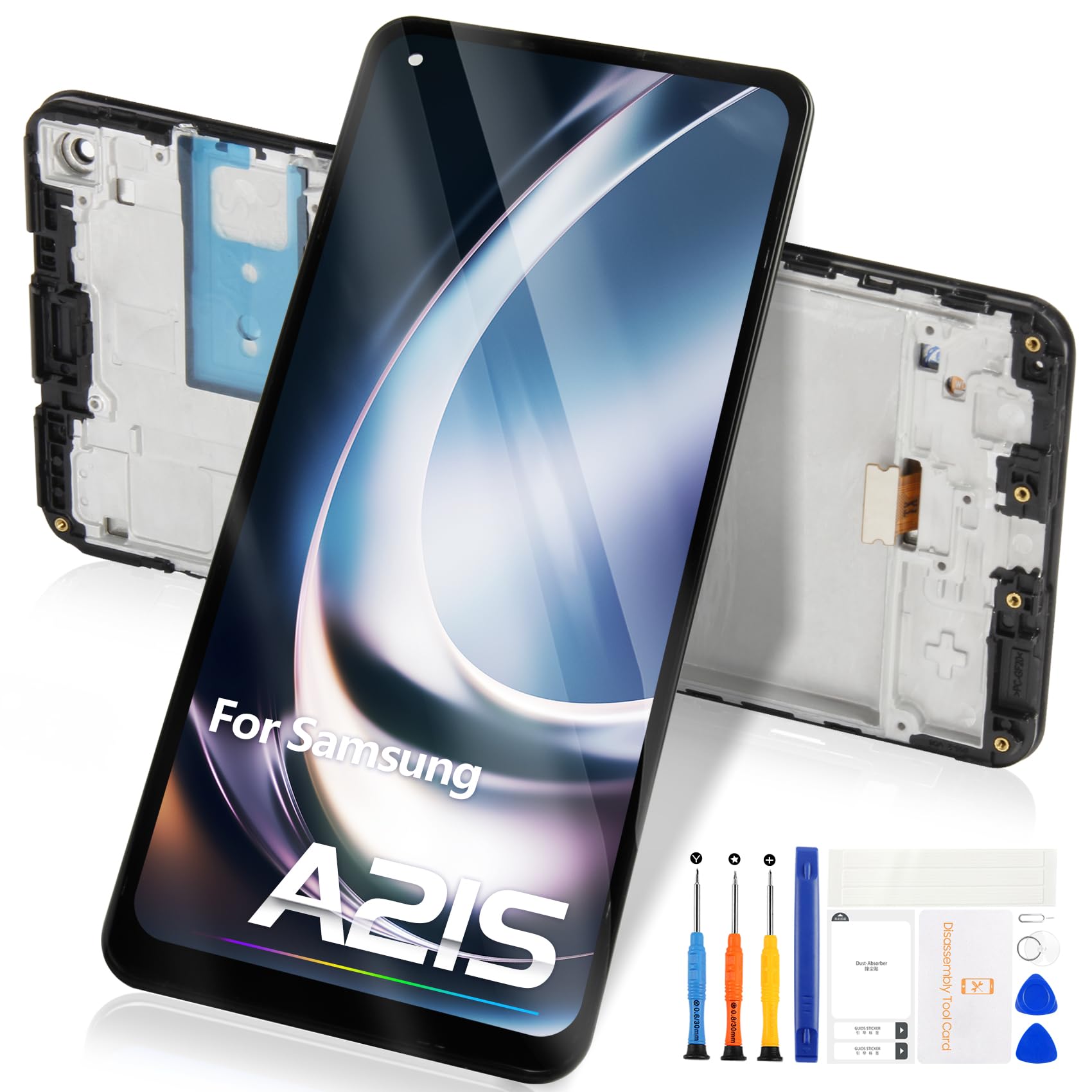 per Schermo Samsung Galaxy A21s A217 SM-A217F LCD Display Touch Screen Digitizer Vetro Replacement Ricambio per Galaxy A21S LCD Assembly (Nero con cornice)