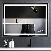 36x28 inch LED Lighted Bathroom Mirror with Anti-Fog, Wall Mounted Vanity Mirror with Smart Touch Button, Memory Function, Adjustable Warm White/Natural/Daylight Lights(Horizontal/Vertical)