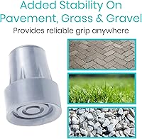 Vista 7 de Vive Walking Cane Tips 2 Pack (3/4 Inch) - Non-Slip Universal Rubber Replacement Tips for Walking Sticks, Crutches, Walkers, Canes