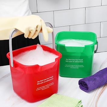 Yaomiao 4 Pcs Cleaning Bucket 3 Qt Sanitizing Bucket,Red,Yellow,Blue,Green