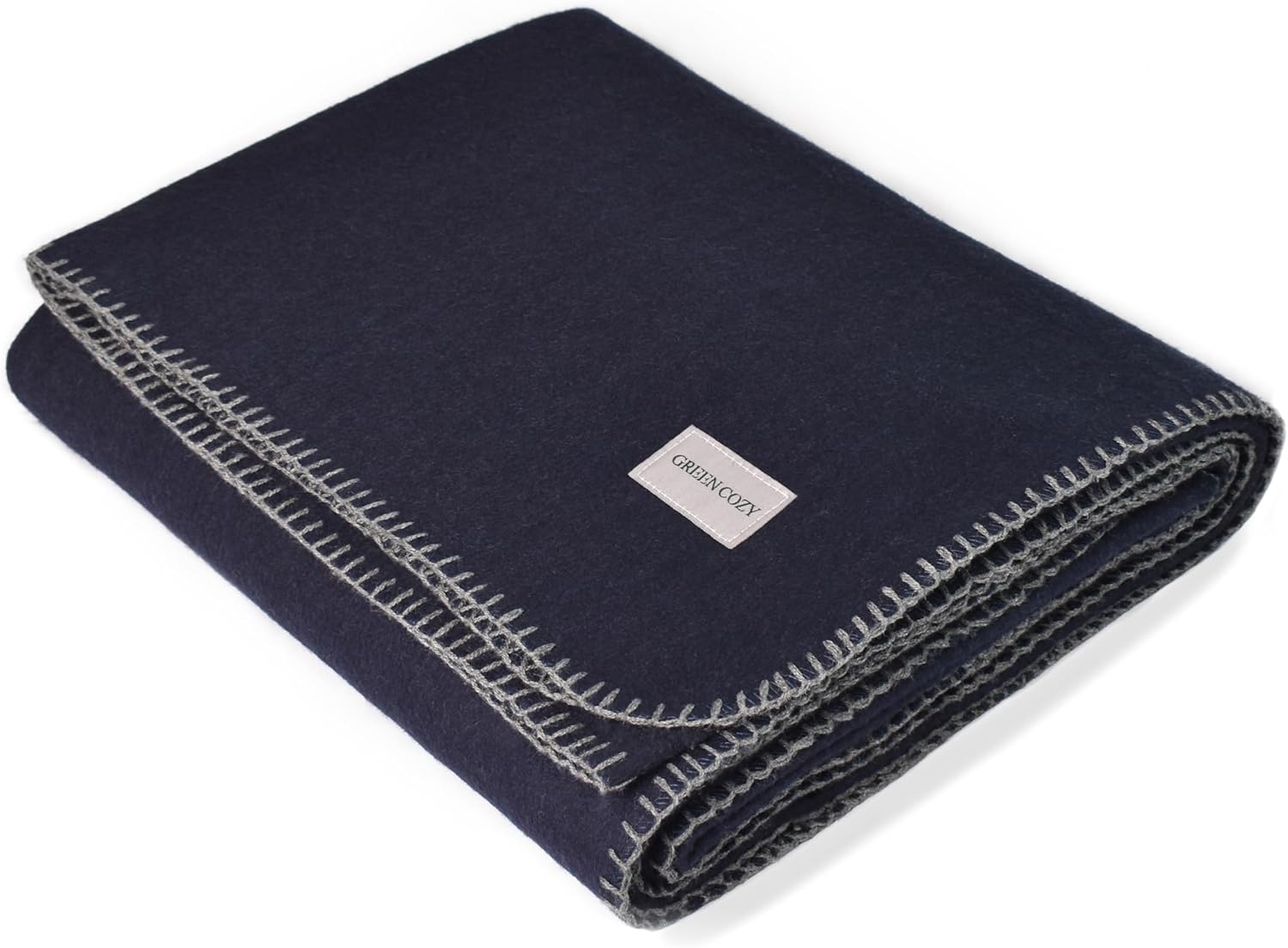 Military Style Wool Blanket  Cushioned, Breathable, Durable, Warm & Washable  Double-Stitched BorderGreat for Camping, Outdoor, First Aid, Travel, CarFire-Resistant  64"x90" 4.5 lb (Navy Blue)