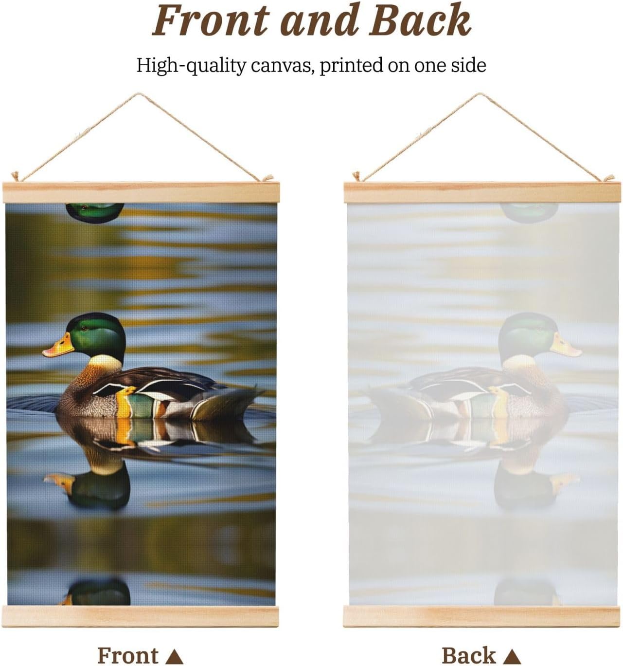 Mallard Duck Print Poster Hanger,Hanging Poster, Poster Frame,Wood Poster Hanger, For Wall Hanging