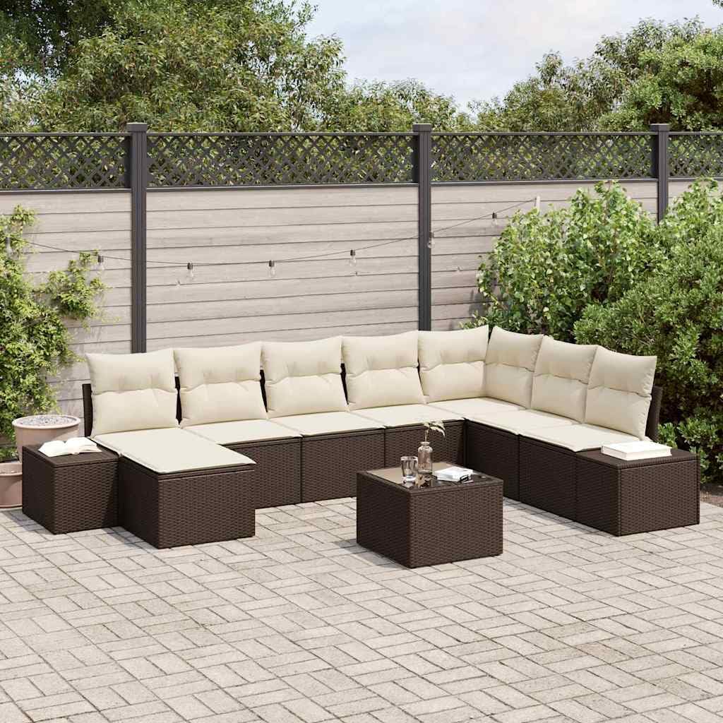 Modulowy polirattan z poduszkami zestaw tarasowy 8 el. Brązowy 319x209x85cm