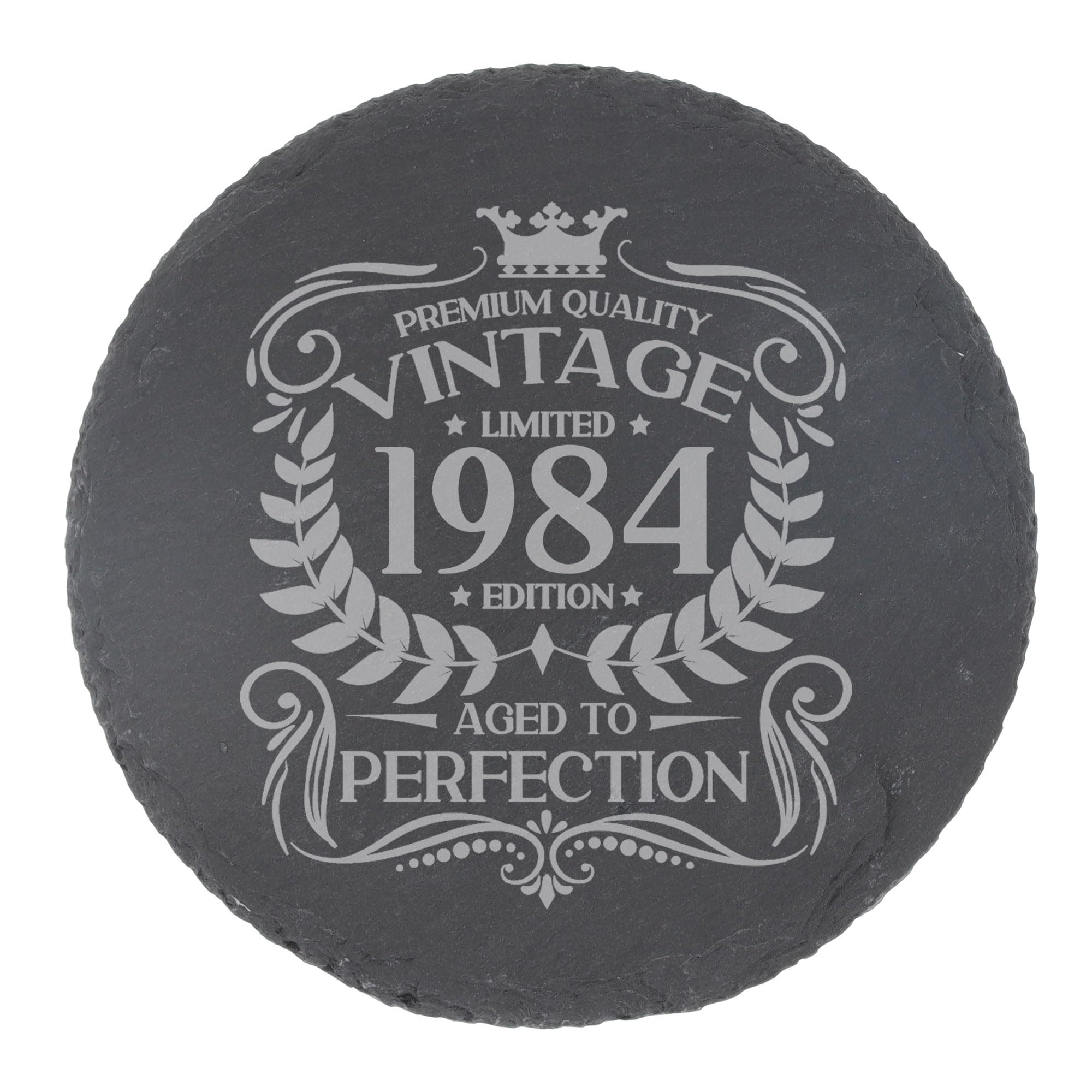 80th Birthday Gift for Men Vintage 1946 Aged to Perfection Engraved Slate Coaster Present for 80 Year Old Etched Natural Slate Placemat (Round Slate) — view 157