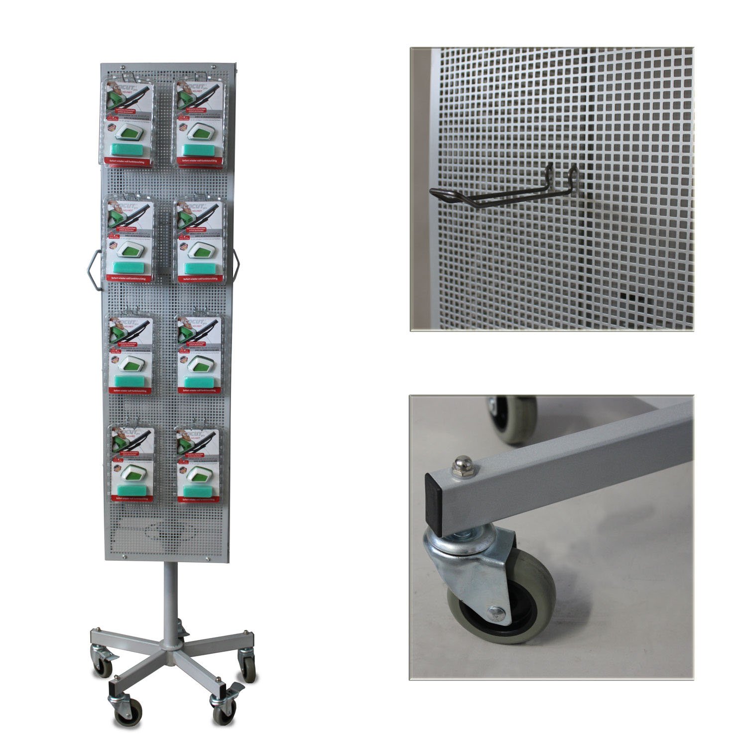 Soporte de chapa perforada por los cuatro lados sin ganchos de pared perforados 180 cm (eloxal silver)