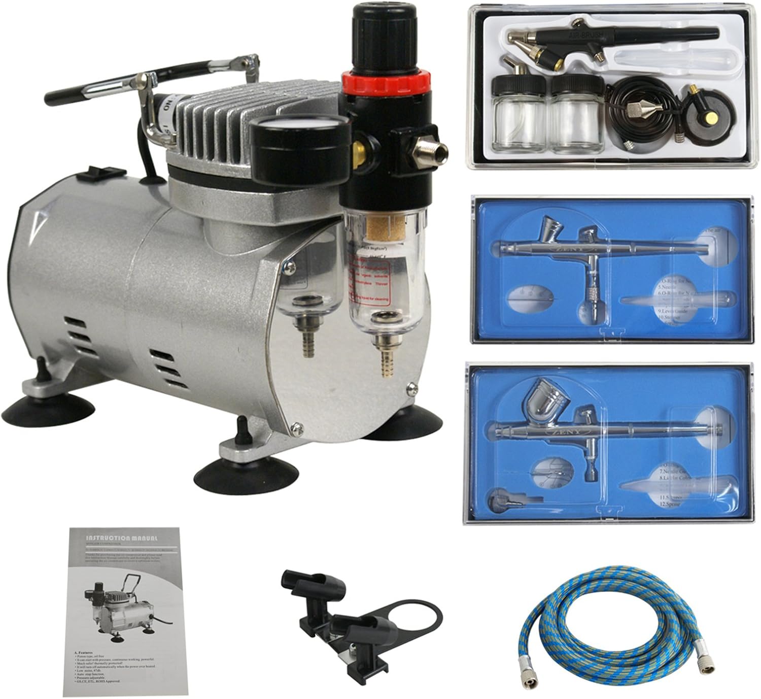 F2C Multi Purpose Pro Airbrushing System Airbrush Kit Painting Kit W/Air Compressor