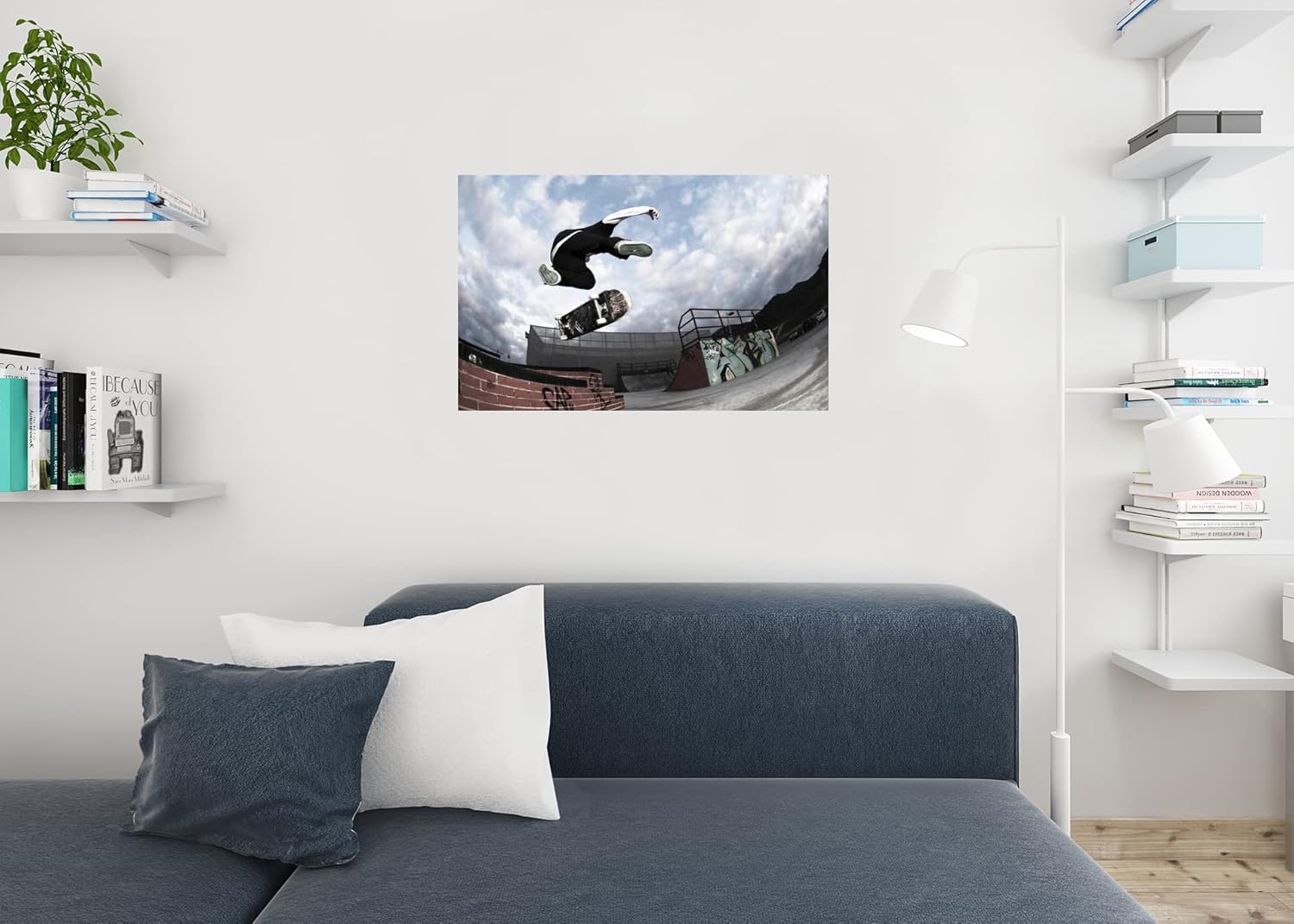 Skateboarder Doing Trick in Mid Air Photo Photograph Cool Wall Art Print Poster 24x36