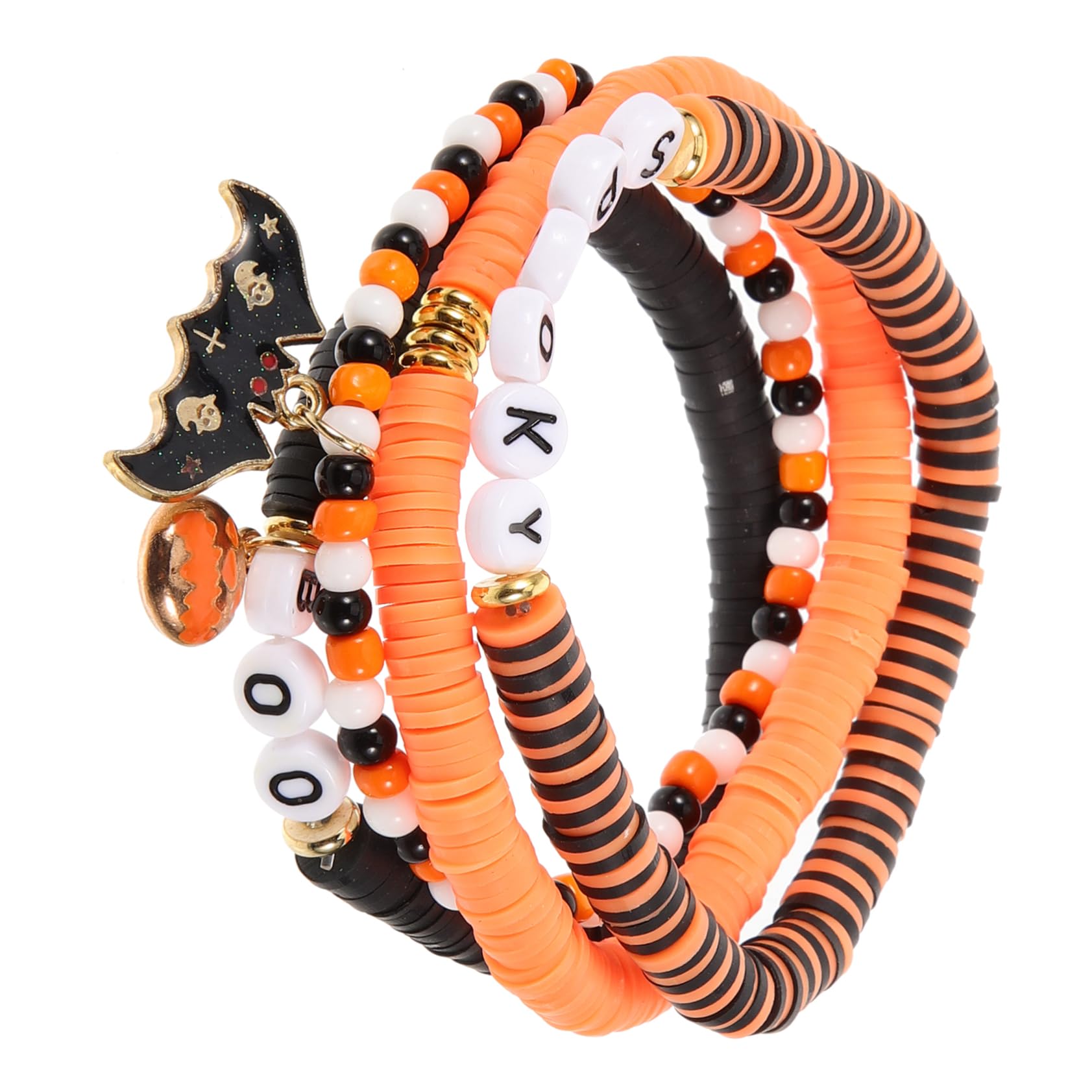 Healeved 5 Sätze Halloween Armbänder Polymer Clay mit Kürbis Design für Frauen und Mädchen Stilvolle Handgelenkschmuckstücke für und Anlässe