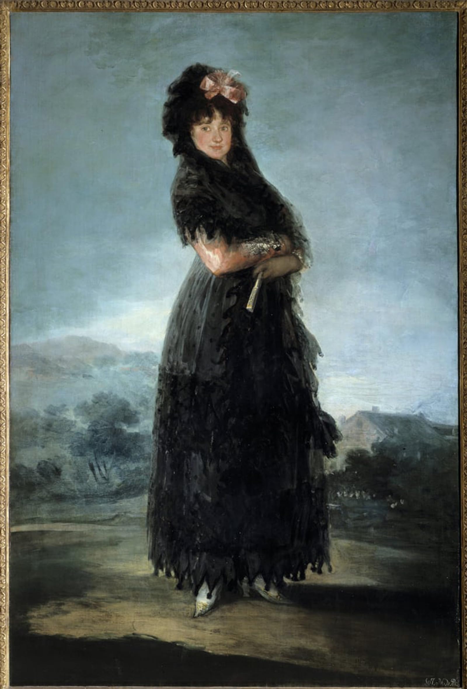POSTERIIk Vintage Classic Picture Landscape Artwork Portrait En Pied De Mariana Waldstein Marquise by Francisco De Goya Portrait Canvas Painting for Office Home Decor 60x90cm