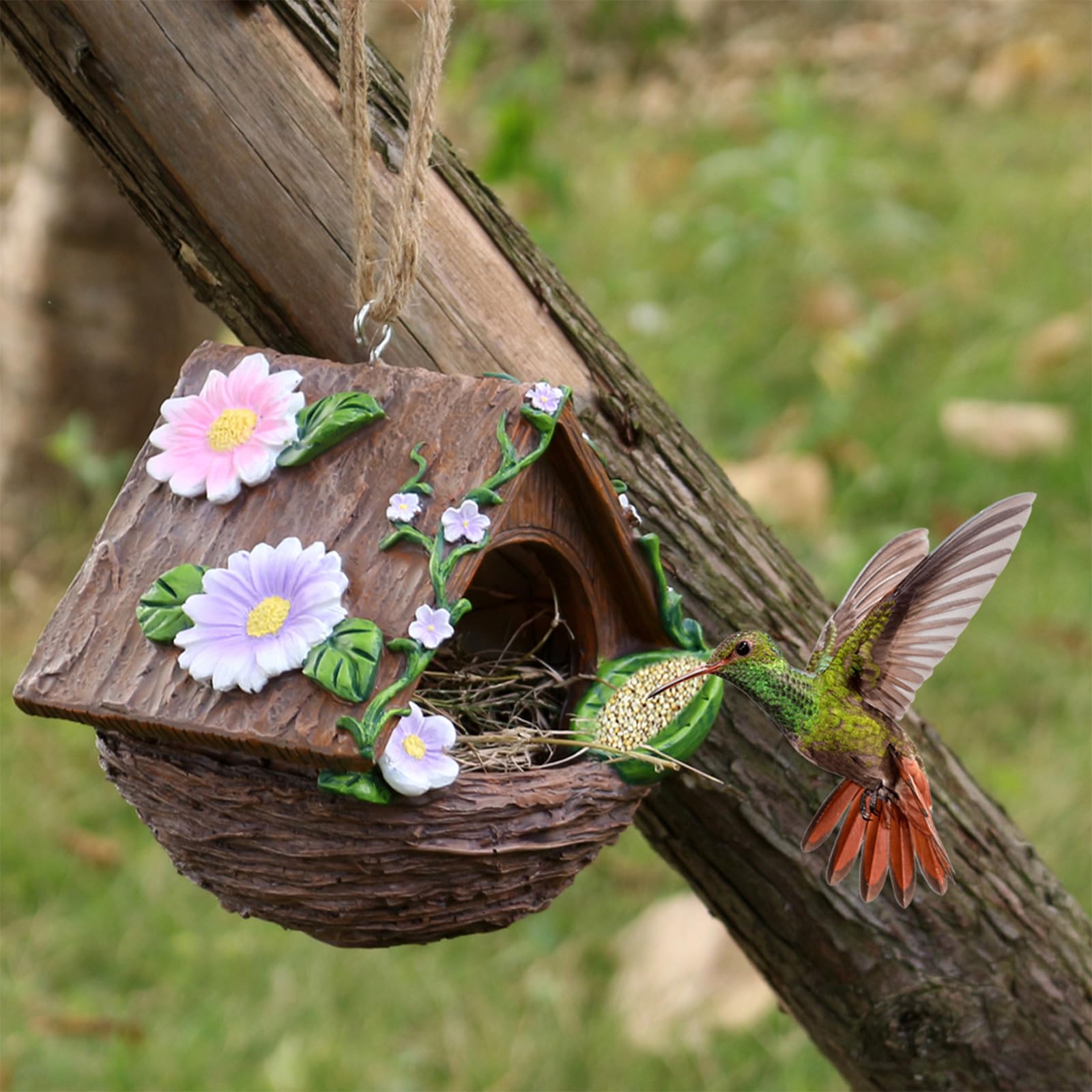 Nido per Uccelli Casetta per Riposo per Colibrì per Piccoli Uccelli Artigianali Dipinti Eleganti Casette per Fiori Casette per Uccelli per Esterni