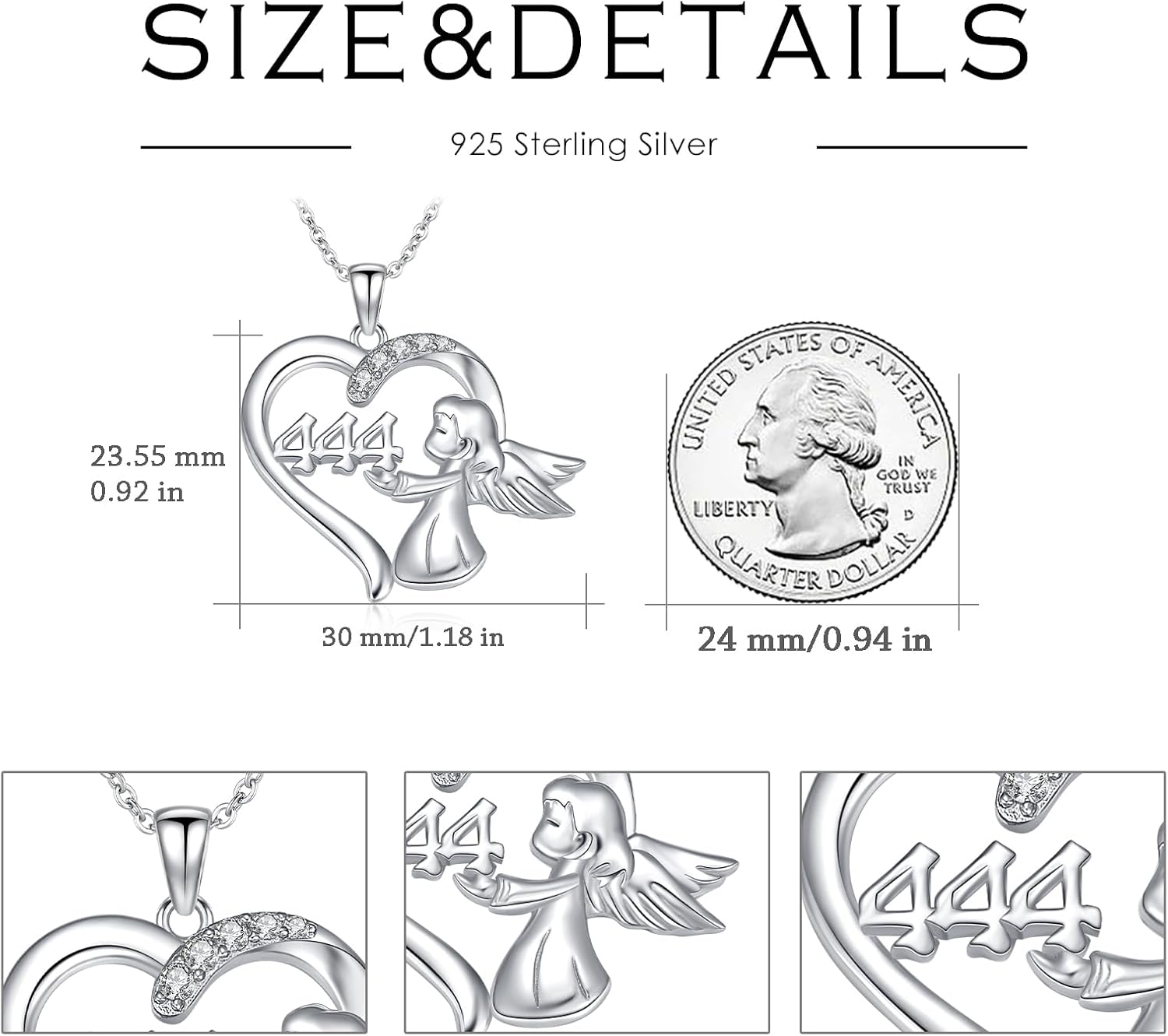 Angel Number Necklace for Women 925 Sterling Silver 1111/222/444/777 Pendant Necklace Jewelry Gifts - Image 4