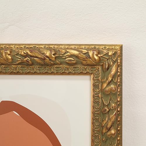 Miniatura 10 de Marco de madera para pinturas de lienzo de 8 x 10 pulgadas, marco de lienzo adornado dorado antiguo para pintura al óleo, marco vintage de 8 x 10